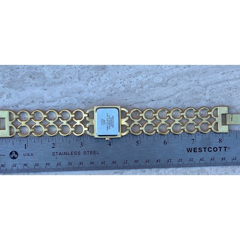 Elizabeth Taylor White Diamonds Gold Rhinestone Quartz Ladies Watch 8” Link Band - Picture 7 of 8